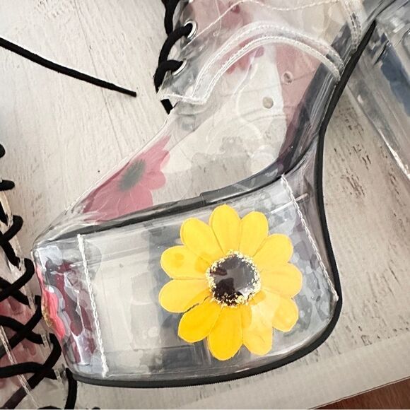 Delia*s Y2k groovy disco get your groove on PVC platform boots Sz 7 - Picture 3 of 11